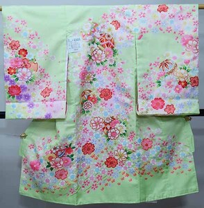 お宮参り 産着 女児 合繊 豪華絢爛 のしめ 金刺繍 綸子地 若草色 一つ身 祝着 女の子 初着 掛け着 新品（株）安田屋 NO40486