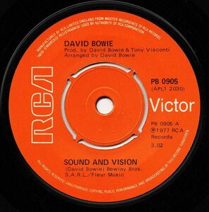 7 David Bowie Sound And Vision / A New Career PB0905 RCA VICTOR UK Vinyl /00080