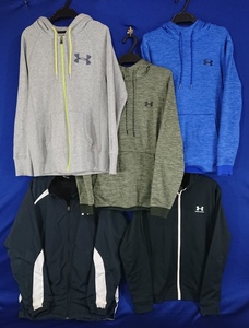 r1_8955s 5枚セット UNDER ARMOUR アンダーアーマー メンズ MDサイズ ジャージ スウェット パーカー 上下 セット まとめ