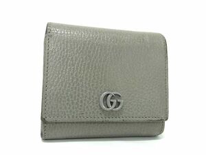 1円 GUCCI グッチ 598587 ダブルG GGマーモント レザー 二つ折り 財布 ウォレット 札入れ 小銭入れ カード入れ メンズ グレー系 BI6294