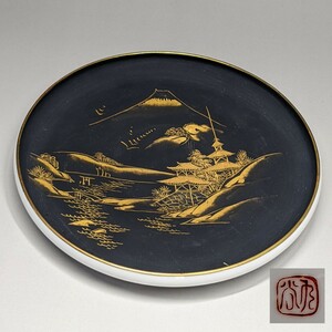 オールドニッポン　金銀彩富士図紋　 明治期製　銘　九谷 ソーサー　飾り皿