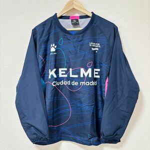 状態良好◎【KELME】ケルメ ピステ 長袖 プルオーバー ネイビー 紺 ロゴ メッシュ リブ サッカー フットサル メンズ サイズS/Y12982SS