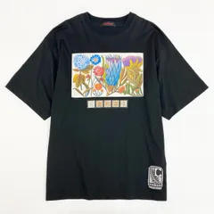 19k29 《美品》 CABaN キャバン スビンコットン パレルモプリントTシャツ 半袖カットソー 総柄 フラワープリント  59-03-21-03001 M ブラック