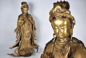 唐物 仏教美術 古銅造 鍍金 観音像 仏像 時代物 極上品