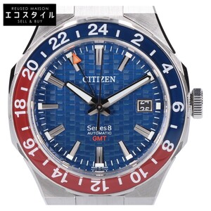 新品未使用/ CITIZEN シチズン NB6030-59L シリーズ8 GMT 880メカニカル 自動巻き 腕時計 シルバー/ブルー/レッド メンズ