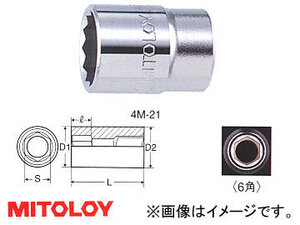 ミトロイ/MITOLOY 1/2(12.7mm) スペアソケット(スタンダードタイプ) 6角 25mm 4H-25