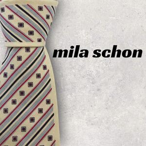 【5339】美品ー良品！mila schon　ネクタイ　クリーム色系