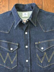 ラングラー WRANGLER × ダファー オブ セントジョージ The DUFFER of ST.GEORGE ヴィンテージ スタイル ストレッチ デニムシャツ Ｍ 濃紺