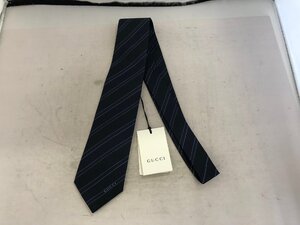 【GUCCI】グッチ　ネクタイ　ネイビー　レジメンタルストライプ　シルク・キュプラー　SY02-GHO