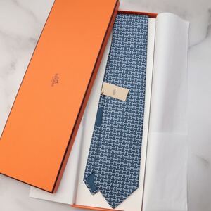 未使用 HERMES ネクタイ 箱付き ネイビーブルー