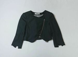 (レディース) BLACK by moussy ブラックバイマウジー // 長袖 Wジップ ノーカラー ショート ジャケット (黒) サイズ 1 (S)