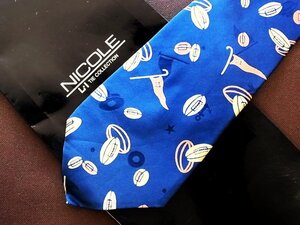 ♪9442C♪良品【ラグビー 旗 フラッグ 柄】ニコル【NICOLE】ネクタイ