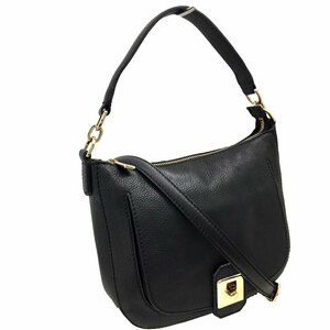 泉店22-1493 【美品】 フルラ JO 2wayバッグ ショルダーバッグ ハンドバッグ 肩掛け 手持ち 斜め掛け 革 レザー 黒 ブラック レディース