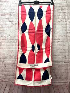 【良品】MISS BALMAIN　ミスバルマン　ロングスカーフ　ショール　ストール　シルク　ピンク×ホワイト×ネイビー　154×39