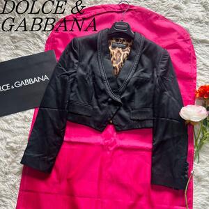 【良品】DOLCE&GABBANA ショート丈ジャケット ブラック 38　ドルチェアンドガッバーナ　M　黒