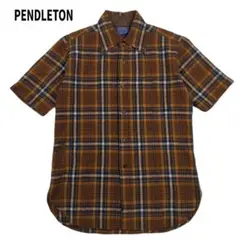 70s USA製 PENDLETON ウール チェック シャツ 半袖 総柄 M