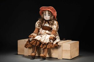 【善古堂】某有名オークション買入 昭和時代 sankyoサンキョー アトリエ由美65CM 人形 共箱 骨董品 古美術0525-82S03　