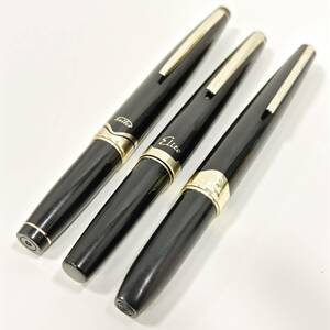 ●○ #518 万年筆 3本セット ペン先18K刻印 PILOT パイロット SAILOR セーラー Platinum プラチナ ブラック系×ゴールド系○●