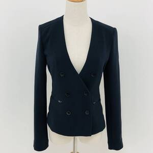 a01152 美品 GAP ギャップ ジャケット 長袖 ノーカラー ポケット２つ 肩パット XS ネイビー ユニセックス オフィススタイリッシュルック