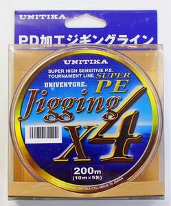 ユニチカ　5色分けＰＥ　JIGGING　X4　200ｍ1.5号 18lb　税込み即決　5color 4braid PE line Made in JAPAN