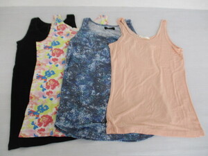 【お買得】★タンクトップ4点セット★LOWRYS FARM/JEANASIS/FOREVER21　黒/花柄/青系/オレンジ系　サイズM/F/他