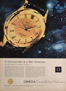 稀少・時計広告！1959年オメガ 時計広告/Omega Constellation Calendar Chronometer Watch/Swiss/Y