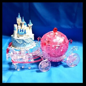 3D クリスタルパズル ディズニー フィギュア 立体パズル クリスタルギャラリー シンデレラ城 ピンク 馬車 フィギュア セット ウェディング 