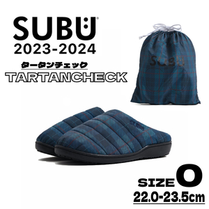 送料無料 SUBU スブ 中綿サンダル 専用バッグ付属 撥水 防汚 内起毛 4層インソール ルームシューズ 秋冬 タータンチェック 22.0～23.5cm