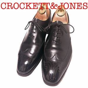 375.CROCKETT&JONES クロケットアンドジョーンズ TRESHAM ブラインドブローグ レザーシューズ ビジネスシューズ 革靴 ブラック 6D