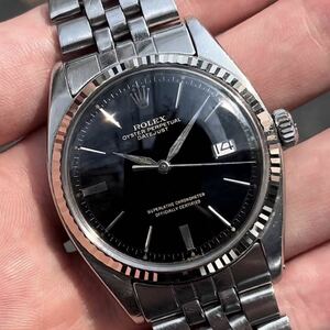 Rolex datejust 1601 ロレックス デイトジャスト Door stop ブラック ミラー ギルト ダイアル 文字盤 ジュビリー ブレスレット : 1603 6605