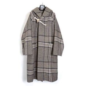 AFTERHOURS　Hooded Coat アフターアワーズ　コート チェック アウター ロング フード SIZE3