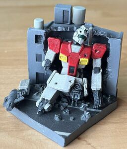 ◇機動戦士ガンダム RGM-79 ジム ジオラマ 被弾 大破 中古 フィギュア HG バンダイ ガシャポン MSセレクション