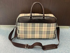 KK0611-2　ゆうパック着払い　BURBERRY　ボストンバッグ　ノバチェック　ショルダー紐付き　バーバリー