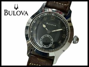 送無 希少 動作確認済 40s ビンテージ BULOVA ブローバ WW2 第二次世界大戦 US ミリタリー ウォッチ スモセコ 黒文字盤 手巻き 腕時計