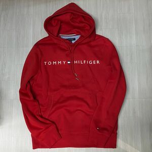 USA正規品 【M】 TOMMY HILFIGER USA トミーヒルフィガー THD プルオーバー パーカー 赤 RED ベーシック フラッグロゴ 裏起毛 