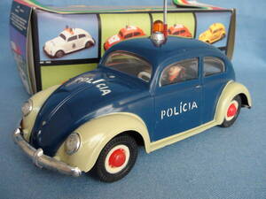 【超希少】1970年代ポルトガルPEPEペペ1/18位旧型VWビートルPOLICIAポルトガル・ポリスカー紺/白・美品/箱付フリクションモデル