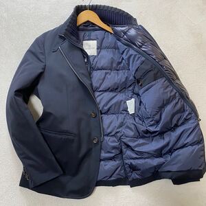 【美品・最高峰】 MONCLER モンクレール メンズ テーラードジャケット ダウンジャケット ドッキング ハイブリッド ネイビー 3 Lサイズ