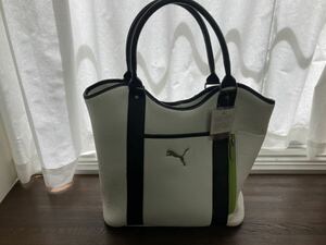 【日本全国 送料込】難あり PUMA トートバッグ ホワイト/ブラック 合成皮革 大容量 プーマ OS3366