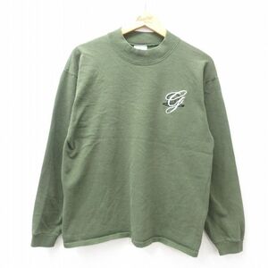 S/古着 リー Lee 長袖 ビンテージ Tシャツ メンズ 90s g 大きいサイズ モックネック ハイネック 緑 グリーン 24dec28 中古