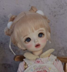 ドール ウィッグ BJD 人形 1/6 幼SD 編み込み ライトピンク