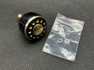 ★送料無料★アルミカスタムパワーハンドルノブ 32mm ブラックゴールド2 ダイワシマノ取付可 ツインパワー ヴァンキッシュ エクスセンス