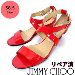 モデルサイズ☆良品JIMMY CHOO【ジミーチュウ】エナメル サンダル 橙