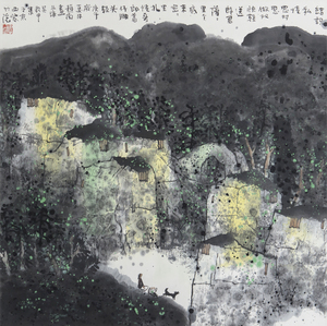 赵卫 1990年作 山村 鏡心 真作保証 中国 近現代絵画 現代美術