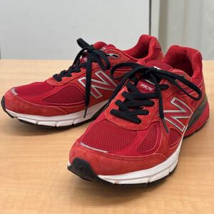 ◆ニューバランス　M990 RD4◆アメリカ製／レッド／new balance／26.5㎝／スニーカー／スウェード×ナイロンメッシュ