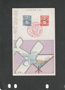 （3439）「模刻・参考品」 飛行郵便試行記念　1.5銭、3銭貼りハガキ　記念印