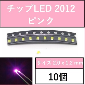 送料無料 2012 (インチ表記0805) チップLED 10個 ピンク E111