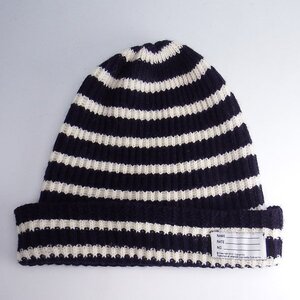 visvim KNIT BEANIE WHITE / NAVY ボーダー ニットキャップ