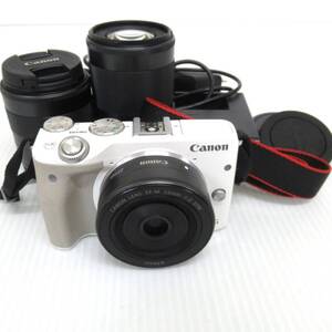 キヤノン EOS M3 ミラーレスデジカメ EF-M 18-55mm 55-200mm 標準 望遠レンズ 計3点 CANON ジャンク品 80サイズ発送 p-3126056-180-mrrz