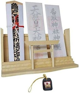 神棚 お札 ご朱印帳 立て モダン 御神札 新品 飾り 開運 お守 鳥居 棚板 壁掛 兼用 白松 (七福宝船)