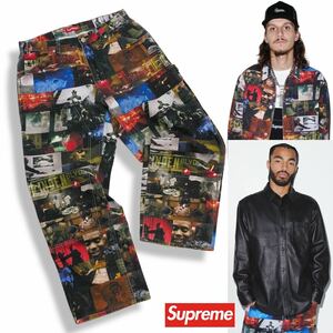 正規品 Supreme シュプリーム 21FW Nas and DMX Collage Double Knee Denim Painter Pant コラージュ ダブルニー ペインターパンツ 32